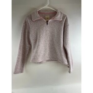 Thread+Supply Sweater, Women's Size XS, Pink White, Quarter Zip, Cropped